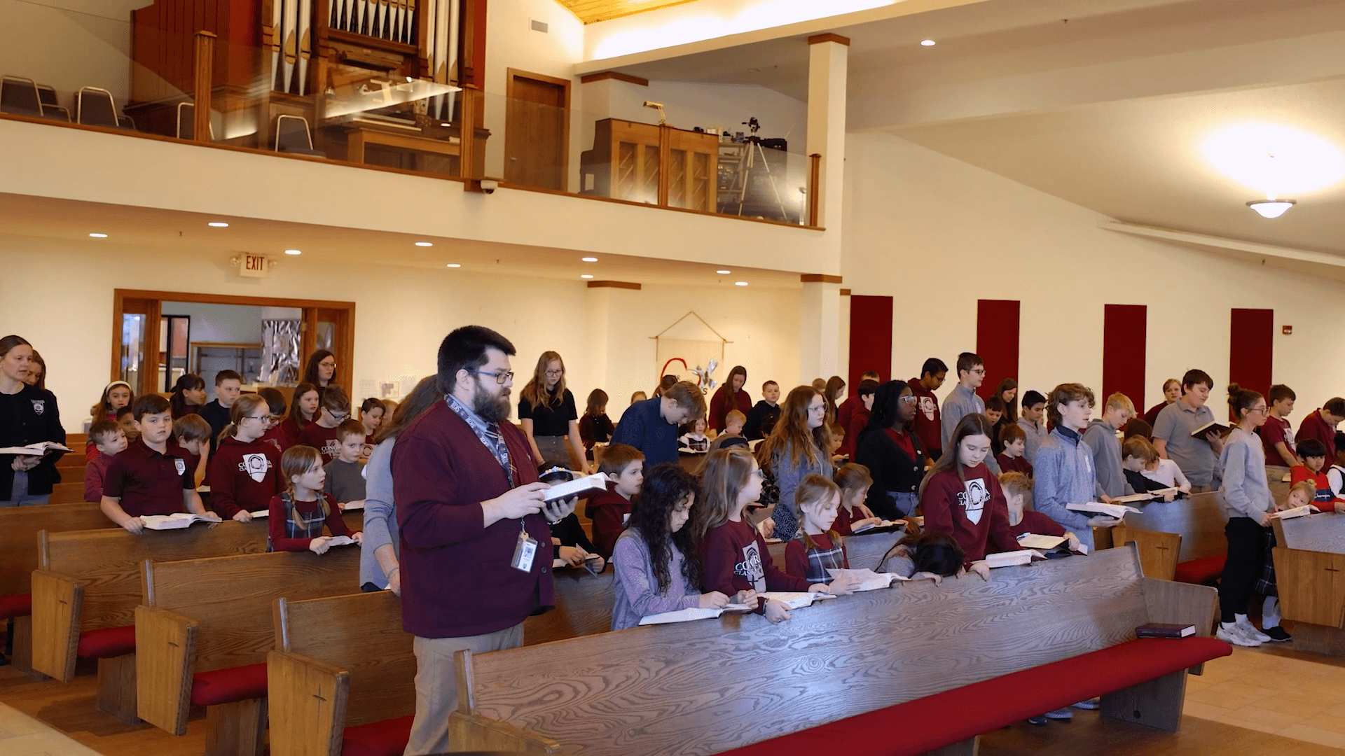 Students in chapel service